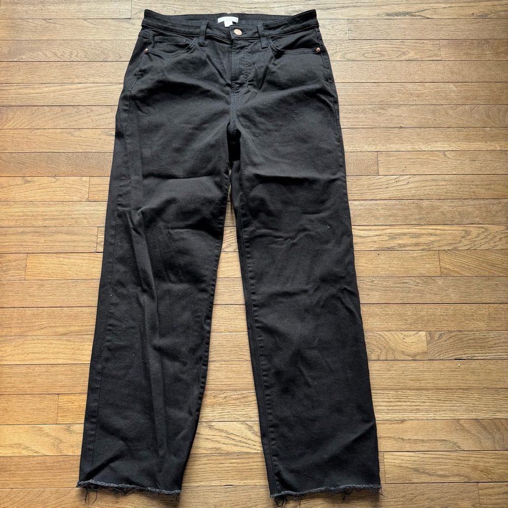 Lauren Conrad Black high-waisted straight-leg denim jeans size 12